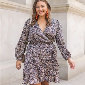 Floral Print Wrap Front Long Sleeve Dress,Large, Caralyn Mirand, Amazon The Drop